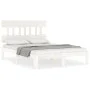 Double bed frame with white solid wood headboard by , Beds and slatted bases - Ref: Foro24-3193567, Price: 129,77 €, Discount: %