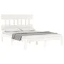Double bed frame with white solid wood headboard by , Beds and slatted bases - Ref: Foro24-3193567, Price: 129,77 €, Discount: %