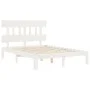 Double bed frame with white solid wood headboard by , Beds and slatted bases - Ref: Foro24-3193567, Price: 129,77 €, Discount: %