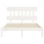Double bed frame with white solid wood headboard by , Beds and slatted bases - Ref: Foro24-3193567, Price: 129,77 €, Discount: %