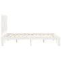 Double bed frame with white solid wood headboard by , Beds and slatted bases - Ref: Foro24-3193567, Price: 129,77 €, Discount: %