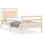 Single bed frame with solid wood headboard by , Beds and slatted bases - Ref: Foro24-3194011, Price: 92,26 €, Discount: %