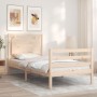 Single bed frame with solid wood headboard by , Beds and slatted bases - Ref: Foro24-3194011, Price: 93,48 €, Discount: %