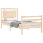 Single bed frame with solid wood headboard by , Beds and slatted bases - Ref: Foro24-3194011, Price: 92,26 €, Discount: %