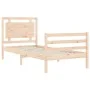 Single bed frame with solid wood headboard by , Beds and slatted bases - Ref: Foro24-3194011, Price: 92,26 €, Discount: %
