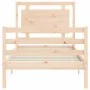 Single bed frame with solid wood headboard by , Beds and slatted bases - Ref: Foro24-3194011, Price: 92,26 €, Discount: %