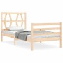 Single bed frame with solid wood headboard by , Beds and slatted bases - Ref: Foro24-3194336, Price: 86,37 €, Discount: %