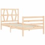 Single bed frame with solid wood headboard by , Beds and slatted bases - Ref: Foro24-3194336, Price: 86,37 €, Discount: %