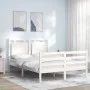 Estructura de cama con cabecero madera maciza blanco 140x190 cm de , Camas y somieres - Ref: Foro24-3194032, Precio: 148,93 €...