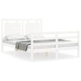 White solid wood bed frame with headboard 140x190 cm by , Beds and slatted bases - Ref: Foro24-3194032, Price: 150,83 €, Disc...