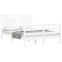 White solid wood bed frame with headboard 140x190 cm by , Beds and slatted bases - Ref: Foro24-3194032, Price: 150,83 €, Disc...