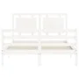Estructura de cama con cabecero madera maciza blanco 140x190 cm de , Camas y somieres - Ref: Foro24-3194032, Precio: 148,93 €...