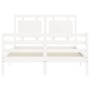 White solid wood bed frame with headboard 140x190 cm by , Beds and slatted bases - Ref: Foro24-3194032, Price: 150,83 €, Disc...
