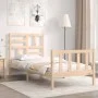 Single bed frame with solid wood headboard by , Beds and slatted bases - Ref: Foro24-3193036, Price: 89,67 €, Discount: %