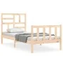 Single bed frame with solid wood headboard by , Beds and slatted bases - Ref: Foro24-3193036, Price: 89,67 €, Discount: %