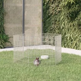 Rabbit cage 6 panels galvanized iron 54x60 cm by , Cages and habitats for small animals - Ref: Foro24-171573, Price: 25,91 €,...