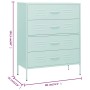 Mintgrüner Schubladenschrank aus Stahl 80x35x101,5 cm von , Schubladen - Ref: Foro24-336203, Preis: 180,54 €, Rabatt: %