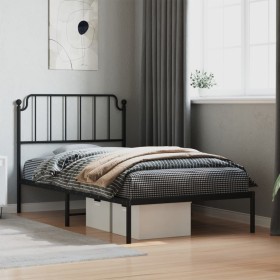 Bettgestell mit schwarzem Metallkopfteil 100x190 cm von , Betten und Lattenroste - Ref: Foro24-373881, Preis: 67,37 €, Rabatt: %