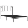 Bed frame with black metal headboard 100x190 cm by , Beds and slatted bases - Ref: Foro24-373881, Price: 66,34 €, Discount: %