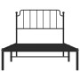 Bed frame with black metal headboard 100x190 cm by , Beds and slatted bases - Ref: Foro24-373881, Price: 67,29 €, Discount: %