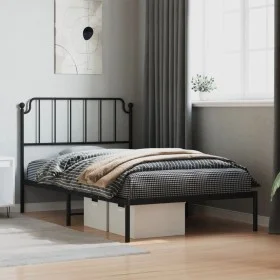 Bettgestell mit schwarzem Metallkopfteil 107x203 cm von , Betten und Lattenroste - Ref: Foro24-373883, Preis: 68,43 €, Rabatt: %