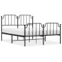 Black metal headboard and footboard bed frame 140x200 cm by , Beds and slatted bases - Ref: Foro24-373906, Price: 106,21 €, D...