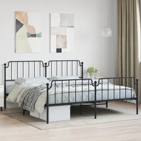 Estructura de cama cabecero y estribo metal negro 200x200 cm de , Camas y somieres - Ref: Foro24-373912, Precio: 122,29 €, De...