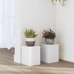 Soportes de plantas 2 uds madera ingeniería blanco 10x10x18 cm en Soportes para macetas | Comprar online en Foro24