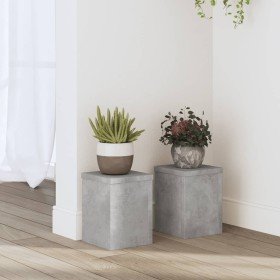 Soportes de plantas 2 uds madera gris hormigón 15x15x20 cm en Soportes para macetas | Comprar online en Foro24