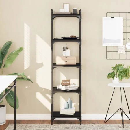 Librería de 5 estantes madera de ingeniería negro 40x30x154 cm de , Librerías y estanterías - Ref: Foro24-837637, Precio: 46,...