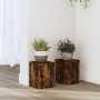 Soportes de plantas 2 uds madera roble ahumado 15x15x20 cm en Soportes para macetas | Comprar online en Foro24