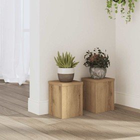Soportes de plantas 2 uds madera roble artisian 15x15x20 cm en Soportes para macetas | Comprar online en Foro24
