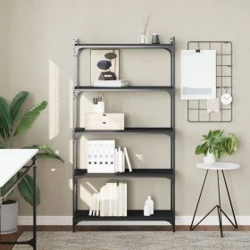 Regal aus schwarzem Ingenieurholz mit 5 Regalen, 80x30x154 cm. von , Bücherregale und Regale - Ref: Foro24-837677, Preis: 51,...