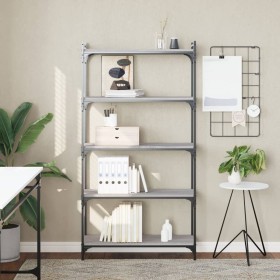 Bücherregal mit 5 Regalen aus grauem Sonoma-Ingenieurholz, 80x30x154 cm. von , Bücherregale und Regale - Ref: Foro24-837680, ...