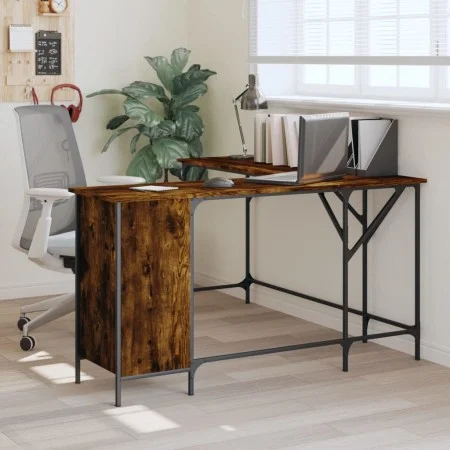 Escritorio madera de ingeniería roble ahumado 141x141x75 cm by , Desks - Ref: Foro24-837599, Price: 95,77 €, Discount: %