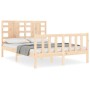 Double bed frame with solid wood headboard by , Beds and slatted bases - Ref: Foro24-3192791, Price: 142,61 €, Discount: %