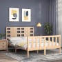 Double bed frame with solid wood headboard by , Beds and slatted bases - Ref: Foro24-3192791, Price: 142,61 €, Discount: %