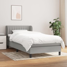 Cama box spring con colchón tela gris claro 90x200 cm