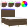 Box spring bed mattress LED lights dark brown fabric 140x190 cm by , Beds and slatted bases - Ref: Foro24-3135592, Price: 503...