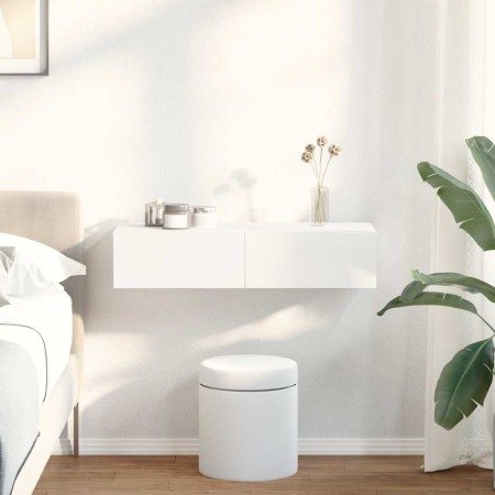 Estante de pared con cajones de madera contrachapada blanco en Estantes y estanterías | Comprar online en Foro24