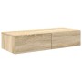 Estante de pared con cajones madera contrachapada roble sonoma en Estantes y estanterías | Comprar online en Foro24