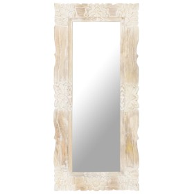 Espejo de madera maciza de mango blanco 110x50 cm de , Espejos - Ref: Foro24-321634, Precio: 114,02 €, Descuento: %