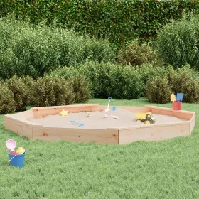 Sandpit with octagonal solid pine wood seats by , sandboxes - Ref: Foro24-825023, Price: 102,74 €, Discount: %