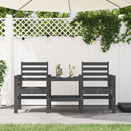 Garden bench with table, 2 seats, solid gray pine wood. by , garden benches - Ref: Foro24-825158, Price: 174,26 €, Discount: %