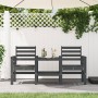 Garden bench with table, 2 seats, solid gray pine wood. by , garden benches - Ref: Foro24-825158, Price: 174,26 €, Discount: %