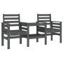 Garden bench with table, 2 seats, solid gray pine wood. by , garden benches - Ref: Foro24-825158, Price: 174,26 €, Discount: %