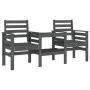 Garden bench with table, 2 seats, solid gray pine wood. by , garden benches - Ref: Foro24-825158, Price: 171,95 €, Discount: %