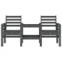 Garden bench with table, 2 seats, solid gray pine wood. by , garden benches - Ref: Foro24-825158, Price: 171,95 €, Discount: %