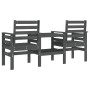 Garden bench with table, 2 seats, solid gray pine wood. by , garden benches - Ref: Foro24-825158, Price: 174,26 €, Discount: %