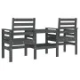 Garden bench with table, 2 seats, solid gray pine wood. by , garden benches - Ref: Foro24-825158, Price: 171,95 €, Discount: %